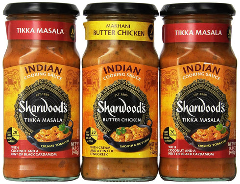 Sharwood's Indian Cooking Sauce - Tikka Masala and Butter Chicken - 3 Bottles