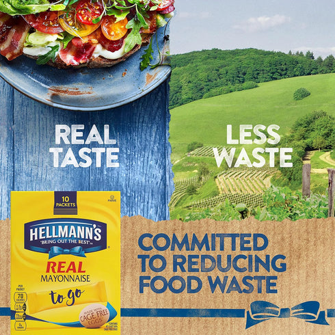 HELLMANN'S Packets 10 Pack 6 3.8 oz, 6 Real Mayonnaise To Go Ct, of For a Creamy Sandwich Spread or Condiment Gluten