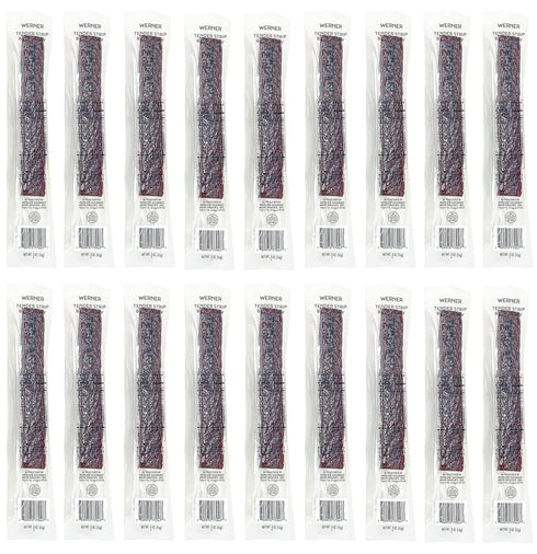 Werner Tender Beef Jerky Strips - Pack of 18 Individually Wrapped Beef
