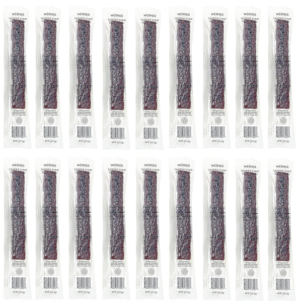 Werner Tender Beef Jerky Strips - Pack of 18 Individually Wrapped Beef
