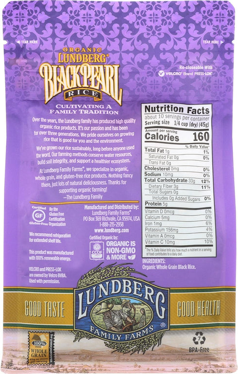 16 Lundberg Family Farms Black Pearl Rice, Ounce