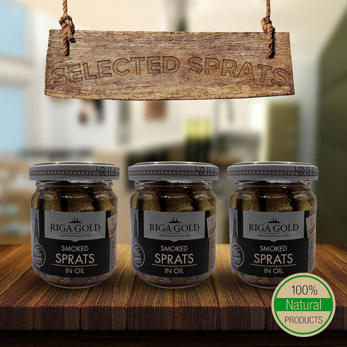 (Pack 3) Riga Gold Smoked Sprats in Oil - Wild Caught