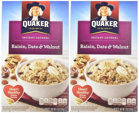 Quaker 1.3 8 Count (Pack 3) Instant Oatmeal Raisin, Date & Walnut, Ounce