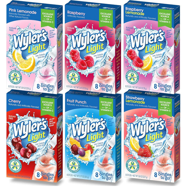 Wyler's Light Singles To Go Drink Mix, Variety 6 Pack, Pink Lemonade,