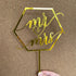 Larger Size Acrylic Mirror Gold Hexagon Mr and Mrs Cake Toppers - Elegant Handwriting Wedding, Bridal Shower,