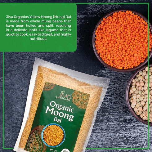 4 Jiva USDA Organic Moong Dal Yellow - Pound (Split Mung Beans Washed)