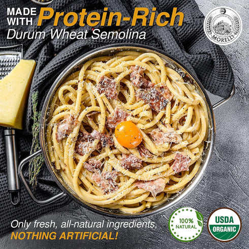 17.6 oz (500 Pack 1 Morelli Bucatini Pasta Noodles - Premium Organic Italian Pasta from Italy - Handcrafted, Family