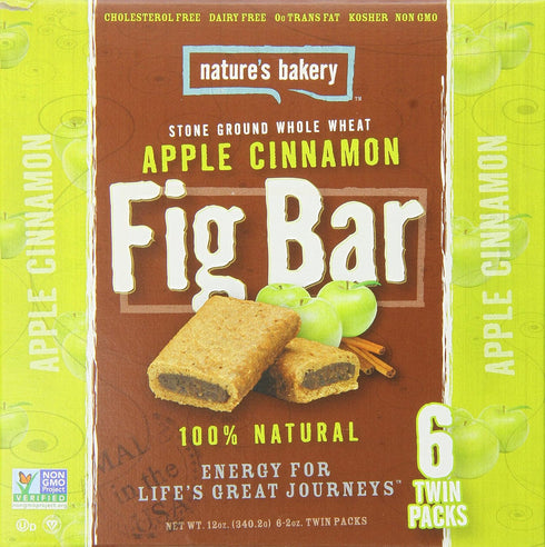6 (Pack 12) Nature's Bakery Whole Wheat Fig Bar, Apple Cinnamon, Bars
