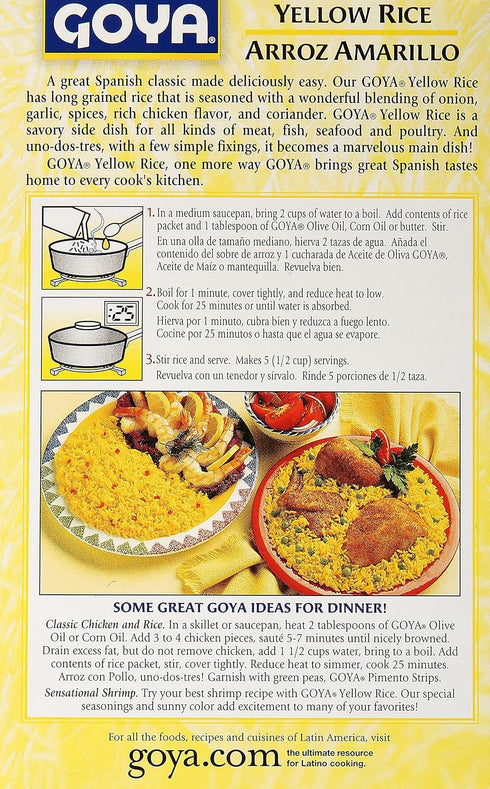8 Goya Yellow Rice Mix, Spanish Style, Ounce