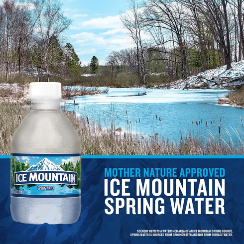 12 Pack 8 oz Ice Mountain Spring Water, Refreshing Crisp Bottled Water fl Mini Bottle
