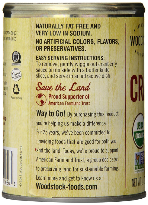 Woodstock Farms Organic Jellied Cranberry Sauce, 14 oz Jar