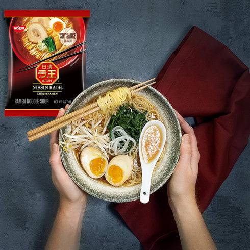 3.77 (Pack 12) Nissin RAOH Ramen Noodle Soup, Soy Sauce, Ounce