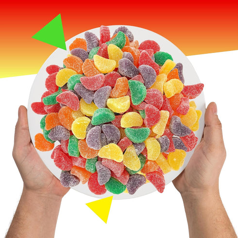 2 Fruit Slices Candy | Pound Bulk Bag | Assorted Sugar Coated Jelly Candies in Strawberry, Orange, Lemon, Grape, Apple