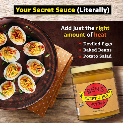 8 oz Ben's Sweet & Hot Mustard Spicy Mustard Dipping Sauce and Yellow Mustard Spread Deli Mustard All Natural Mustard