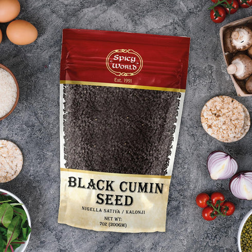 Spicy World Black Cumin Seeds, 7oz Nigella Sativa in Resealable Bag for Health and Black Seed Oil