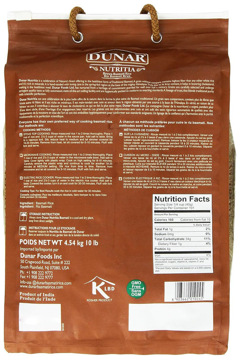 10 Lbs Dunar - Brown Premium Basmati Rice (Nutritia)