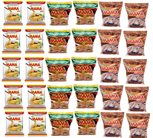Generic Mama Oriental Style instant noodles Mix Flavor Bundle Package Total 30 Packs