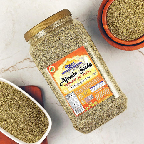 80oz (5lbs) 2.27kg Rani Ajwain Seeds (Carom Bishops Weed) Spice Whole Bulk PET Jar ~ All Natural | Vegan | Gluten