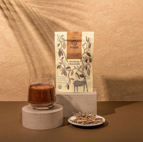 Elements Truffles Dark Hot Chocolate with Ashwagandha - 8 Oz All-Natural, Handmade Mix with Organic Cacao Powder