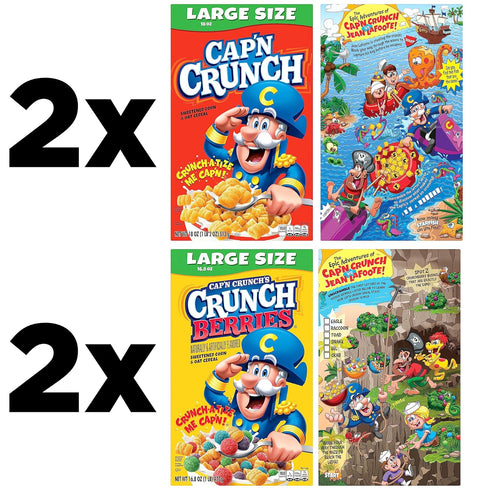 Pack, (4 Pack) Cap'n Crunch Cereal, Original & Crunch Berries Variety Large Size Boxes