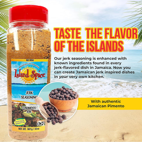 32 Island Spice Jerk Seasoning ounces - Gluten-Free Vegan-Friendly Dry Rub with Real Jamaican Pimento - Authentic Jerk