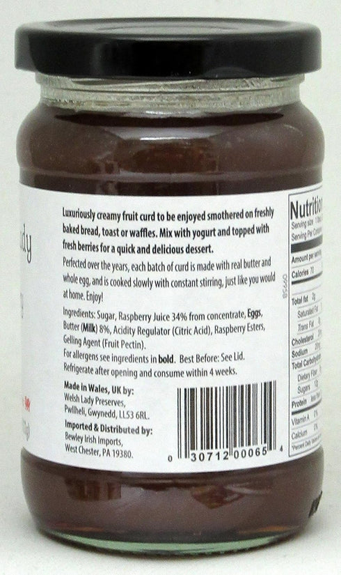 Welsh Lady Preserves 11 All Butter Curd, Raspberry, Ounce