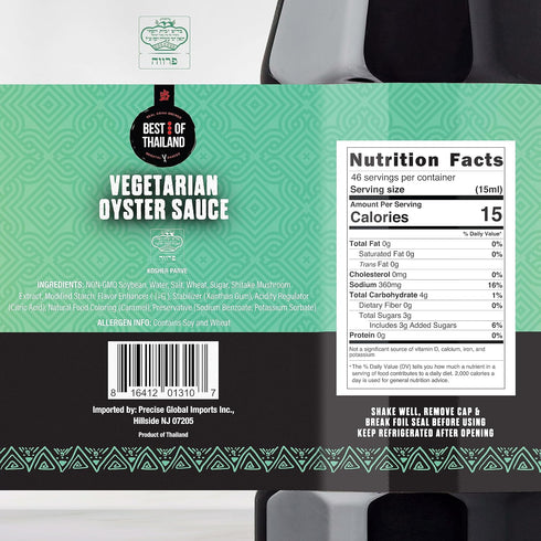 Best Of Thailand Vegetarian Oyster Sauce - Improved NO MSG, Authentic Vegan Sauces for Dressings & Cooking, 2 Pack