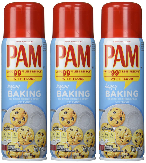 PAM Baking Spray with Flour, 5 fl oz, 15 Ounce, Pack of 3