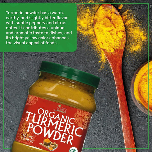 1 100% Organic Turmeric Powder Pound Jar by Jiva Organics - Raw with Curcumin - Lab Tested & Reports Available - Raw