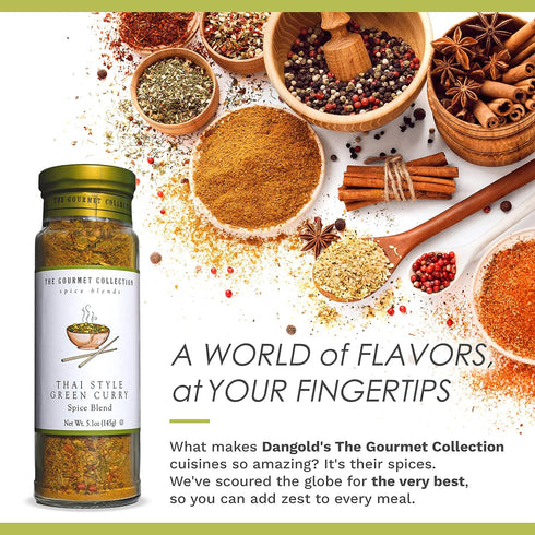 The Gourmet Collection Thai Style Green Curry Spice & Seasoning Blend - Spicy & Sweet for Chicken, Vegetables, Fish