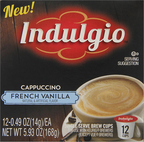 Indulgio 12-Count Cappuccino, French Vanilla, Single Serve Cup for Keurig K-Cup Brewers