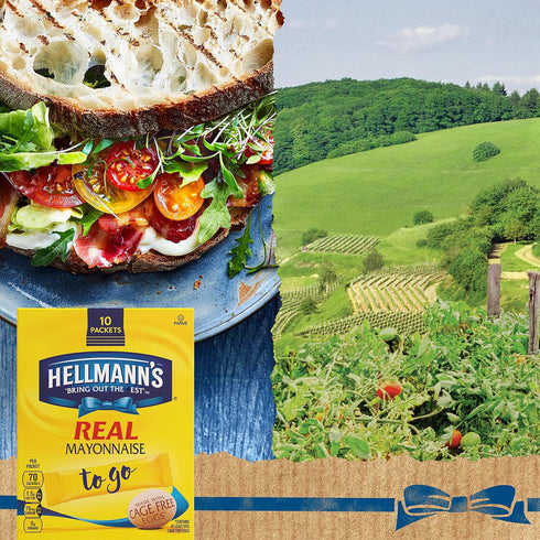 HELLMANN'S Packets 10 Pack 6 3.8 oz, 6 Real Mayonnaise To Go Ct, of For a Creamy Sandwich Spread or Condiment Gluten