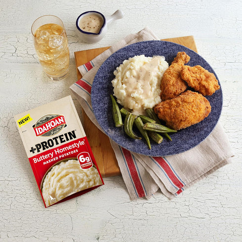 100% 4 4.6 (Pack 10) Idahoan Buttery Homestyle +Protein Mashed Potatoes, Naturally Gluten-Free, Real Idaho Potatoes