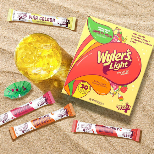 Pack, 30 Wylers Light Island Flavors Variety Singles To Go Sugar Free Drink Mix, Low Calorie Water Enhancer, Sticks