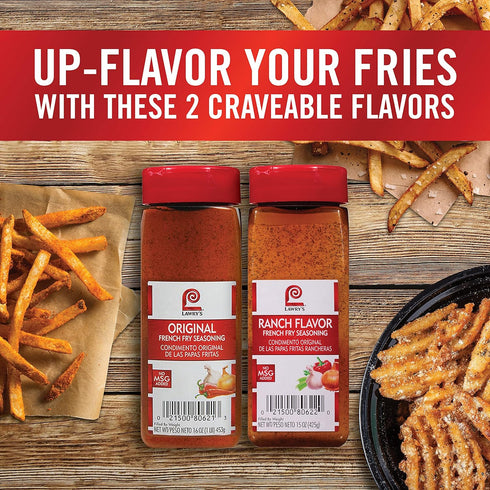 Lawry's Ranch Flavor French Fry Seasoning, 15 oz - Bold Robust Flavor for French Fries