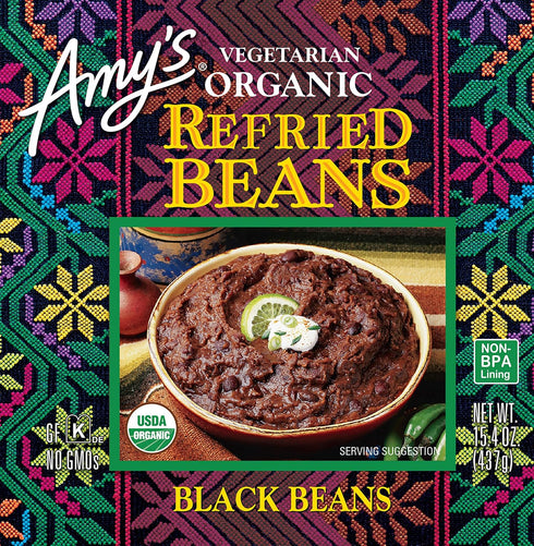 15.4 oz One Amy's Organic Refried Vegetarian Black Beans