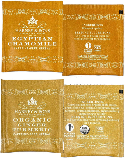40 Count Packs, Harney & Sons Assorted Tea Bag Sampler Harney Decaf Tea Bags Variety Herbal Tea Bundle Caffeine Free