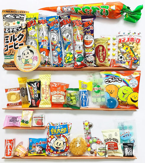 Samurai Kid Set, 36pc Dagashi Japanese Snack Assortment with sticker