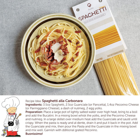 17.64oz 500g (2 Pack) Gusta Spaghetti Noodles Pasta - Premium Italian Pasta from Italy - Durum Wheat Semolina Organic