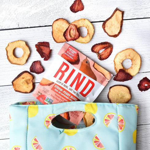 3oz Pack 6 RIND Snacks Straw-Peary Blend Sun-Dried Skin-On Non-GMO Superfruit Snack, Bag