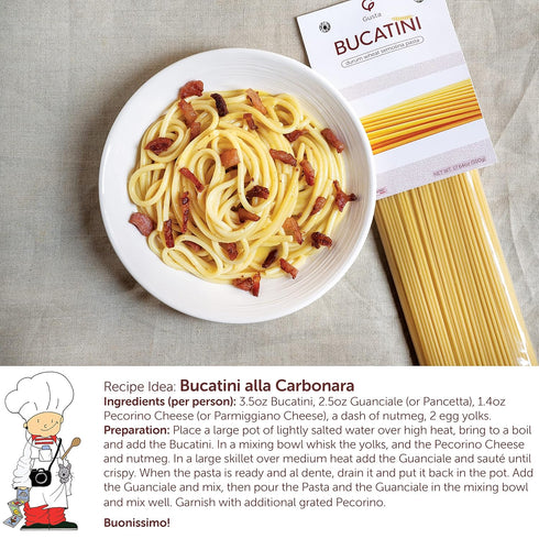 17.64oz 500g (4 Pack) Gusta Bucatini Pasta Noodles - Premium Italian Pasta from Italy - Durum Wheat Semolina Organic