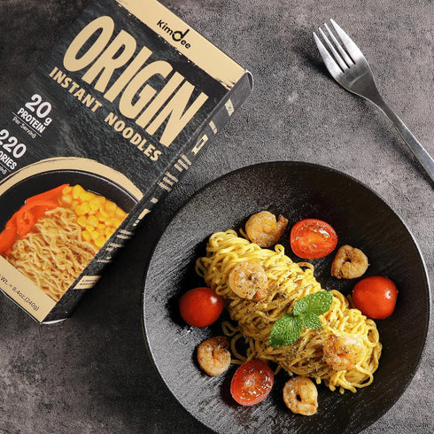 4 packs (Pack 1 Kimdee High Protein Instant Raman Noodles, Plant-Based Protein, Vegan, Non-Fried, Non-GMO, per box