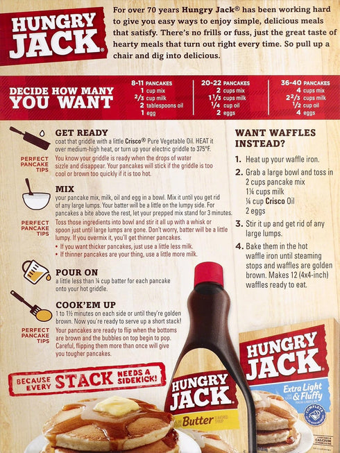 32 (Pack 6) Hungry Jack Buttermilk Pancake and Waffle Mix, Ounce