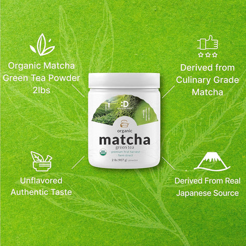 DEAL SUPPLEMENT 2 lb (907g) Organic Matcha Green Tea Powder, | First Harvest, Culinary Grade | Japanese Sourced Cafe